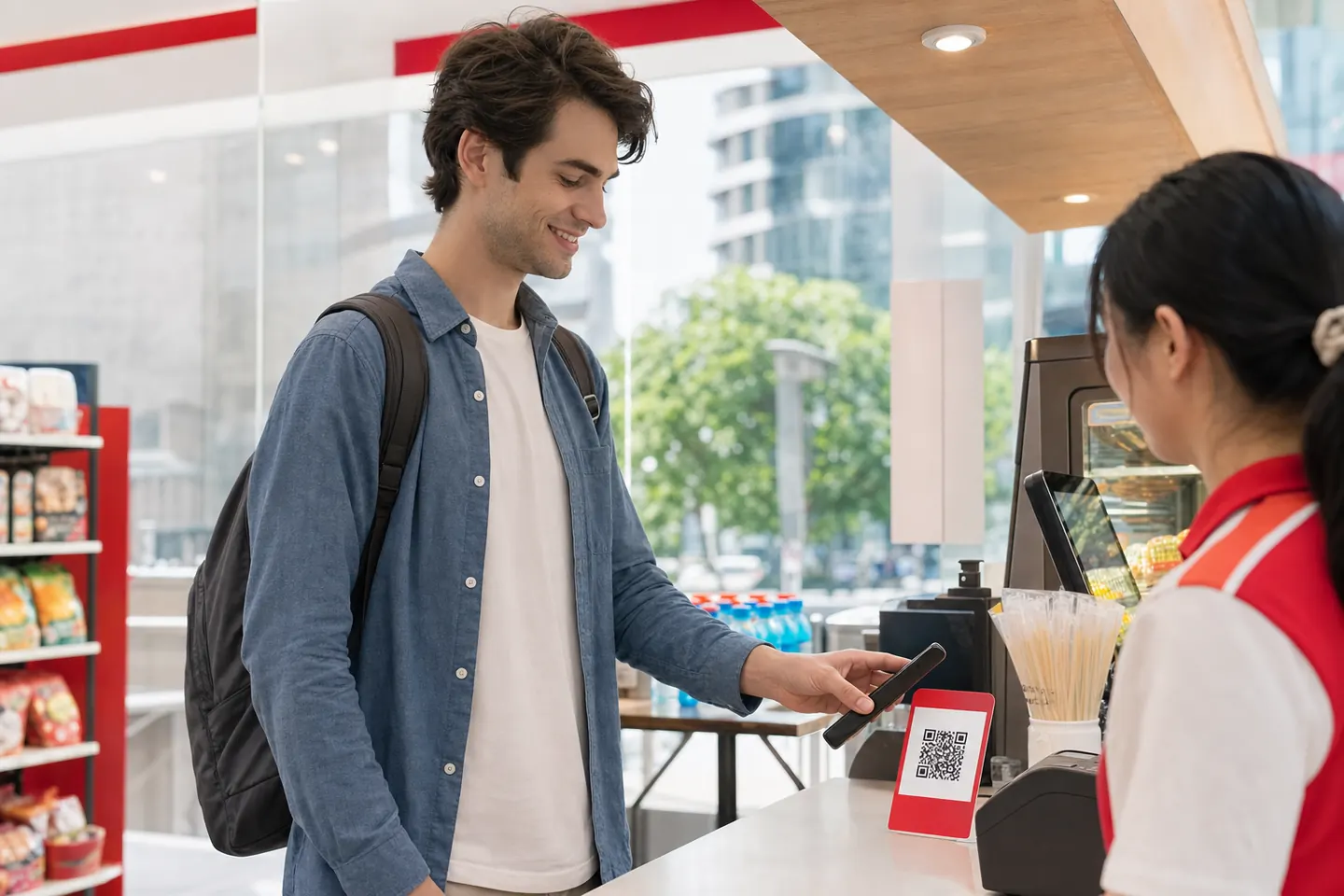 Traveler using mobile payment in China